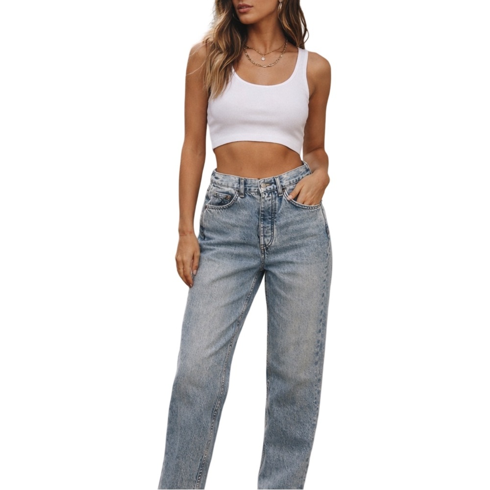 Topshop Light Blue Straight Jeans Size 25 Length 30 minimalist Old Money